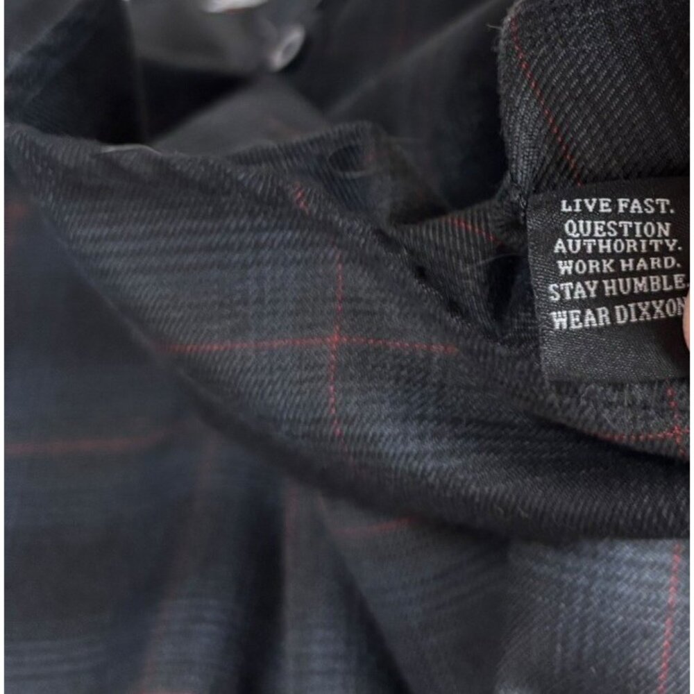 Dixxon Flannel Shirt Womens XL The Phantom Black Flys Plaid Charcoal Cabincore - Picture 8 of 9